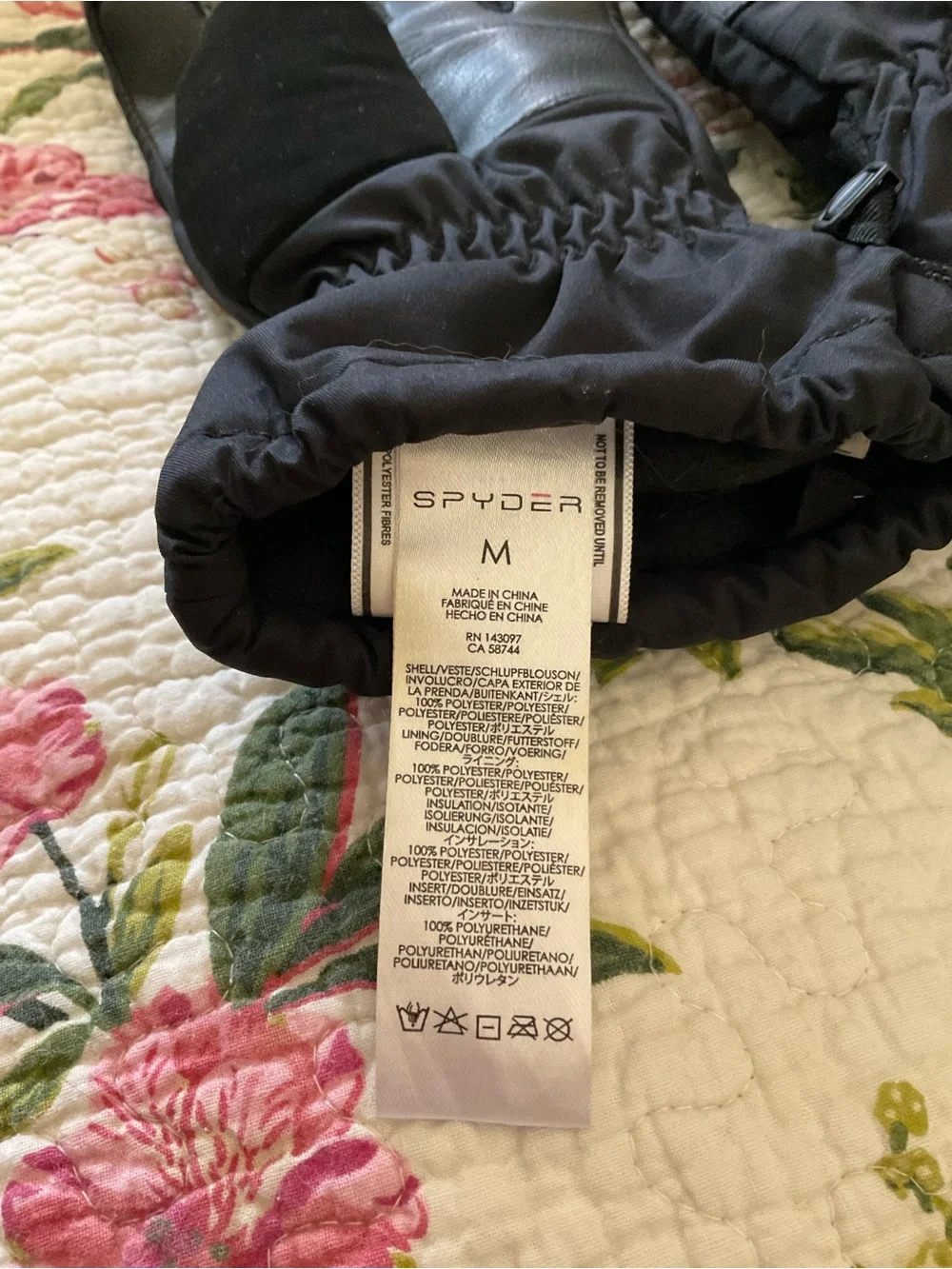 Spyder Black Insulated Ski Gloves with Logo